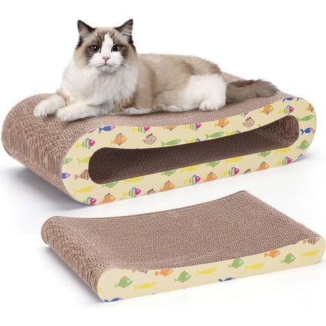 Grattoir à chat 2 en 1, grattoir pour chats avec catnip, grattoir en carton recyclé de qualité, grattoirs, reversible (1/5)