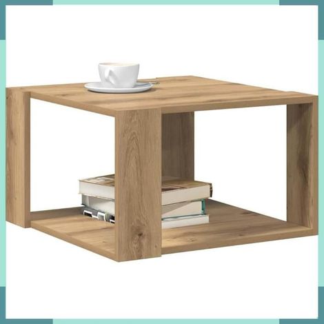 Table basse - 869216 - Chêne artisanal - Bois d'ingénierie - Carré 51,5 x 51,5 x 30 cm (1/5)