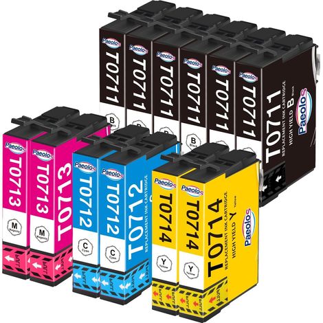 Multipack Cartouche pour Epson T0711 T0712 T0713 T0714 To715 pour Epson Stylus SX218 SX400 SX205 SX105 DX8450 SX115 SX110 SX510W SX415 SX515W SX215 DX5050 DX7450 DX4400 SX200 SX210 (1/5)