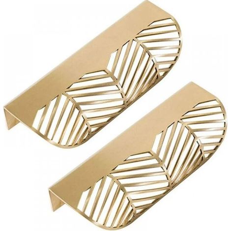 2 pièces Poignée de tiroir de style feuille d'or, bouton de traction de porte de meuble en laiton, poignée de porte d'armoire (1/3)