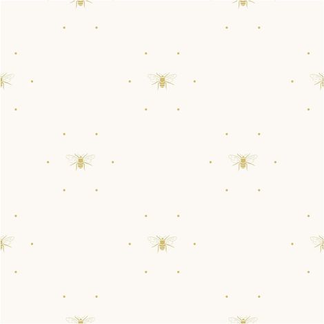 Honeybees Silhouette Wallpaper Cream Ochre Yellow Hexagons Modern 10m Roll (1/4)
