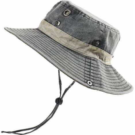 Atmungsaktiver Sonnenhut für Herren, ideal zum Angeln, Campen und Gärtnern – Grau (1/5)