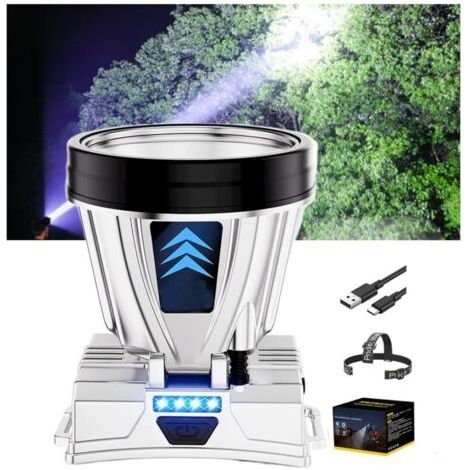 Lampe frontale LED rechargeable, autonomie 1200 mAh x 2, 40 LED avec 3 modes d'alimentation - Lumière blanche (1/4)