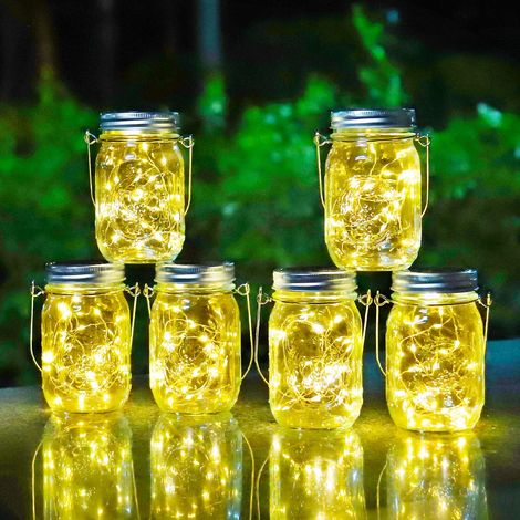 Lanterne Solaire Exterieur Jardin - 6 Pièces 30 Led Étanche Ip65 Luciole Lumiere Solaire Déco Intérieur Extérieur pour Noël Patio Branche Pergola Anniversaire Mariage Balcon Party Chambre