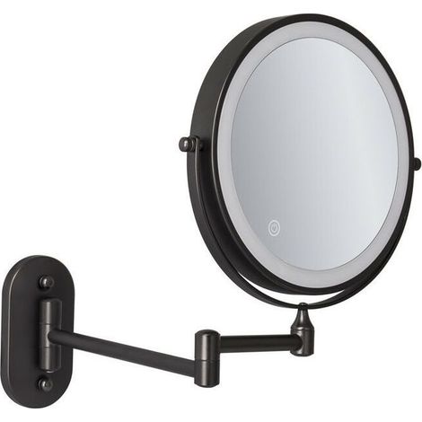 8" LED Magnifying Wall Mirror, USB Rechargeable with 1X/5X Magnification, Black (1/2)