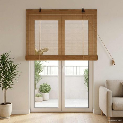 vidaXL Store enrouleur Marron 110 x 220 cm Bambou (1/5)
