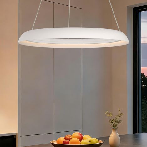 Mai & Mai Lampadario Sospensione 20W, Lampada 3000-6000K con Filo 110 CM, Altezza regolabile, Lampada da Soffitto a Sospensione per Camera da Letto, Cucina e Soggiorno, 40cm, Bianco Sabbia, Luvina04 (1/5)