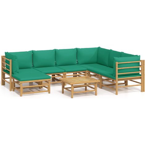 Maison Exclusive - Set Salotto da Giardino 8pz con Cuscini Verdi Bambù
