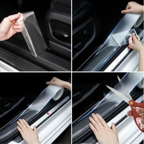 Film Carbone Autocollant,7cm10m Carbone Adhésif pour Voiture,Film Carbone Voiture,Résistant à l'eau et Anti-Rayures pour Voitures (1/4)