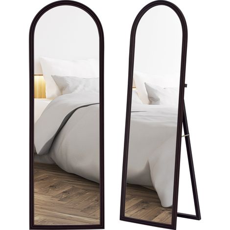 Miroir de sol arqué - HOMCOM - pleine longueur - cadre en effet imitation pierre - pour salon chambre - 53,3 x 162,5 cm - marron (1/5)