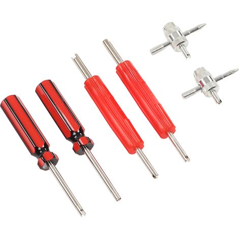 6-teiliges Reifenventil-Reparaturset – Einzel- und Doppelkopfabzieher für Auto, Motorrad, Fahrrad und Wohnmobil