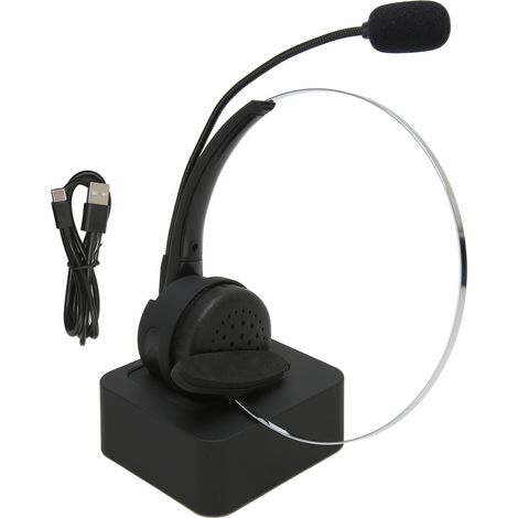 Casque téléphonique Bluetooth mono antibruit, volume réglable, oreillette professionnelle avec micro et base de charge (1/5)