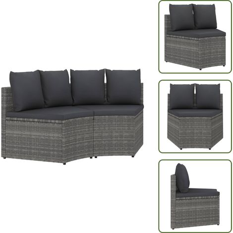 The Living Store Salon de jardin 2 pcs avec coussins Résine tressée Gris - Canapé en résine (1/5)