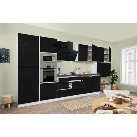 Cuisine Kitchenette sans poignée Blanc Noir Lorena 445 cm Respekta