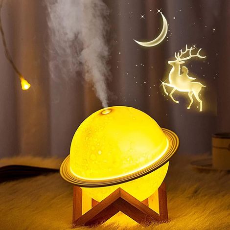 Lampe Lune Humidificatrice, Lampe de Nuit Lune Impression 3D avec Rechargeable par USB, Lampe Lune LED 3 Couleurs avec Support, Diffuseur d'Aromathérapie, Décoration de Chambre d'Anniversaire (1/5)