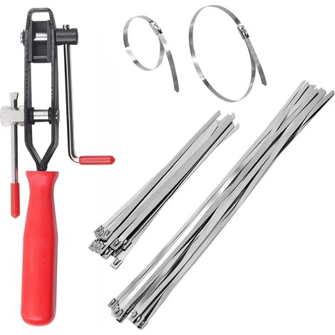 21-TLG Edelstahl CV-Achsmanschetten-Klemmen Set mit Bindungswerkzeug – Universal -Zange & Klemmschellen für PKW & ATV – Einstellbare Antriebswellen-Schellen & Crimpzange für Werkstätten (1/5)