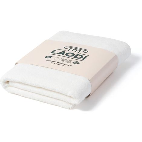 Serviette de douche 70 x 140 cm en 100 % coton - 570 g/m² - Absorbante et douce - Fabriqué au Portugal - Blanc pur (1/5)