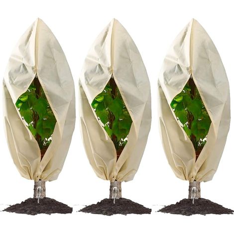 3er Set Winterschutz für Pflanzen, 85g/m², 80x100cm, mit Reißverschluss (1/5)