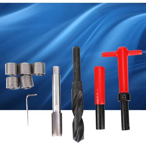 Kit de réparation de taraudage 10 pièces en acier inox foret hélicoïdal clé insert fileté pour voiture M18x1.5 (1/5)