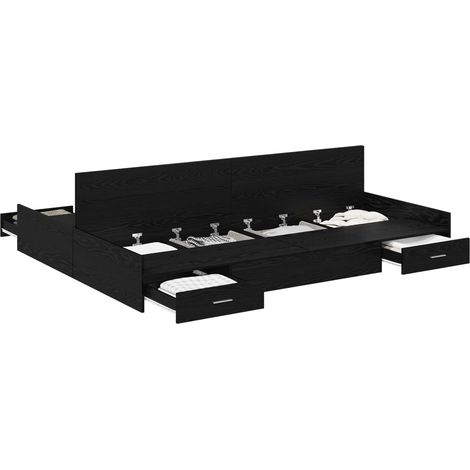 Maison Exclusive - Struttura letto con contenitore Rovere Nero 140 x 190 cm