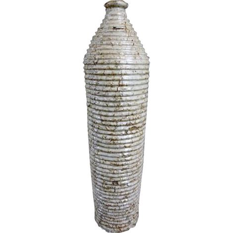 Vaso in pietra color crema con strisce, 37x10 cm (1/3)