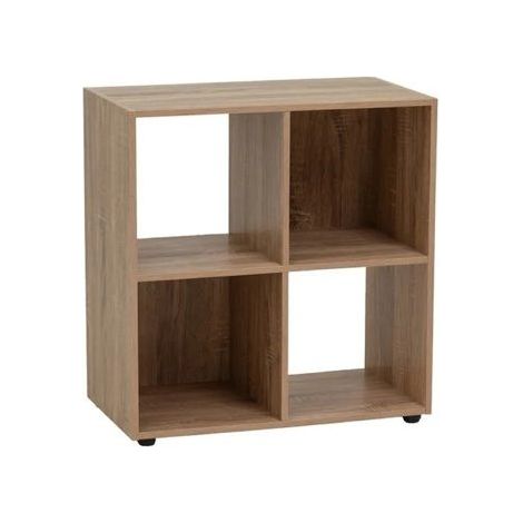 Meuble étagère - JUANIO - 4 cases - Marron effet bois - Panneau 12mm HPL - 60x29x120 cm (1/5)