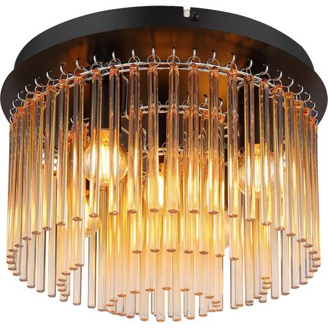 Globo - plafoniera - GORLEY - nero - vetro - Ø 32cm - E14 - (1/4)