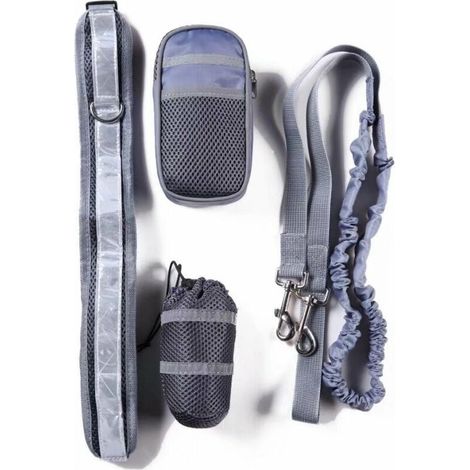 Fournitures pour animaux Chiens en cours d'exécution Combinaison de sport pour animaux de compagnie Ensemble de laisse réfléchissante Ensemble de formation de laisse de course (gris) (1/5)