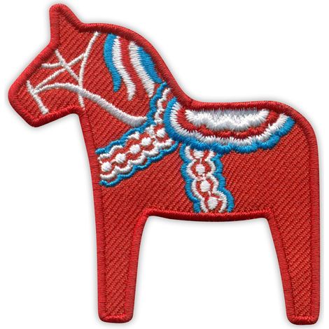 Patchion Dalecarlian Horse – Dalapferd – Symbol von Dalarna und Schweden – Aufbügel-/Heißsiegel-Rückseite – Gestickter Aufnäher/Abzeichen/Emblem