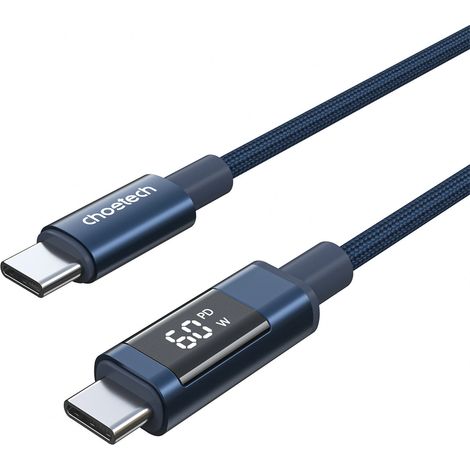 Choetech XCC-1068 PD 60W USB-C - Cable USB-C con pantalla de 1,2 m - Azul (1/5)