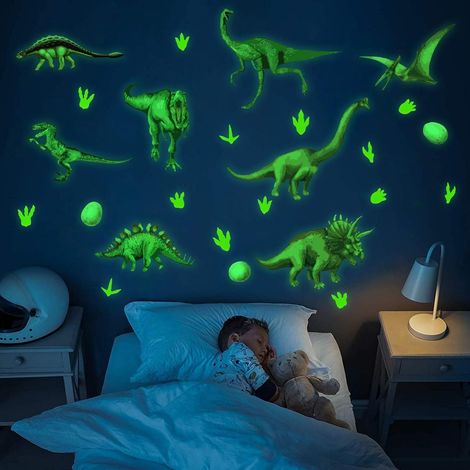 Bright dinosaur kids wall decal, dinosaur wall decal nursery, wall decal, nursery wall decal, light up sticker, light up wall decal for boy's room gifts