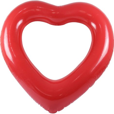 Bouée de natation en PVC rouge épais en forme de cœur, support circulaire pour avant-bras pour une utilisation en piscine, matelas flottant pour une utilisation en extérieur. (1/4)