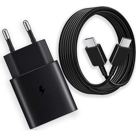 Chargeur USB-C ultra-rapide 25 W pour Samsung Galaxy S24 Ultra/S24+/S23 Ultra/S23+/S22/A54, Z Fold/Flip 5, Tab S9 Ultra/S9, Plus/S9 FE/S8 (noir) (1/5)