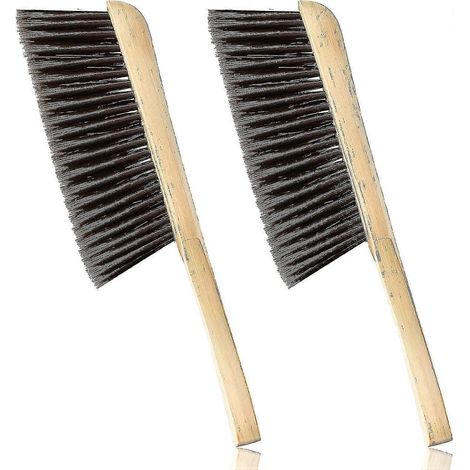 Lot de 2 brosses en bois pour cheminée, brosse en crin de cheval pour établi (marron) (1/4)