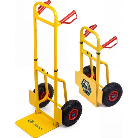 VOUNOT® Sackkarre klappbar Transportkarre Transportwagen mit Luftreifen 200 kg, Gelb
