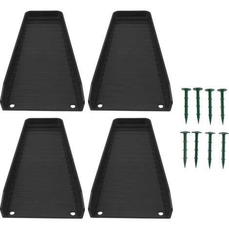 Juego de 4 extensiones de canaleta antisalpicaduras, con 8 clavos de fijación, para proteger los cimientos de su casa (negro). (1/5)