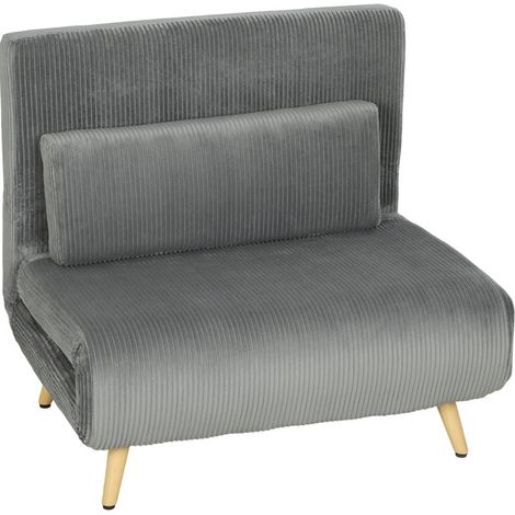 Sillón cama 3 en 1 de tejido de pana gris oscuro MODENUIT (1/5)