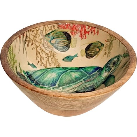 Ciotola per Tartaruga S in Legno e Resina - Stile Marino, Decorazione Unica (1/5)