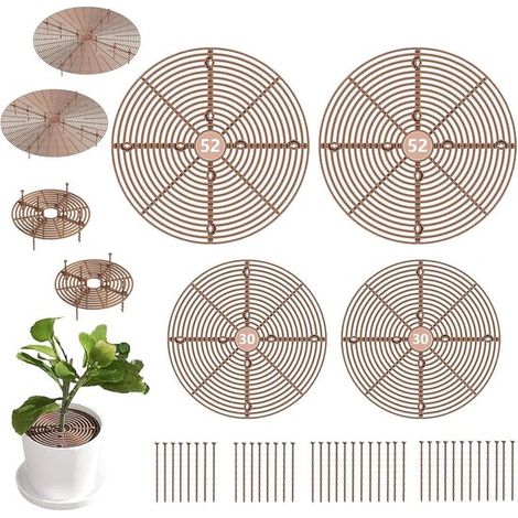Blumentopfgitter Set (4 teilig) Pflanzenschutz vor Haustieren und Kindern Durchmesser 30 & 52 cm zuschneidbar (1/5)