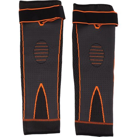 Genouillères chauffantes à sangle extensible en armoise pour hommes et femmes, idéales pour les personnes âgées souffrant de jambes froides. Compression antidérapante. Couleur orange. (1/5)