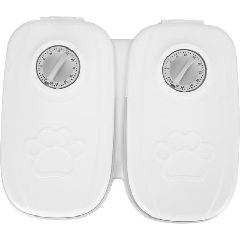 Mangeoire automatique pour animaux de compagnie, 2 repas, grande capacité, minuterie intelligente, nourriture sèche ou semi-humide pour chien et chat, gris (1/5)