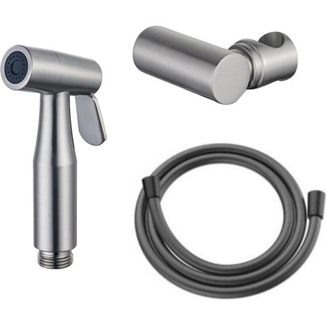 FugaFlow Eccelente Ensemble d'accessoires bidet - douchette à main - flexible 150cm - support - Acier inoxydable brossé PVD (RVS)