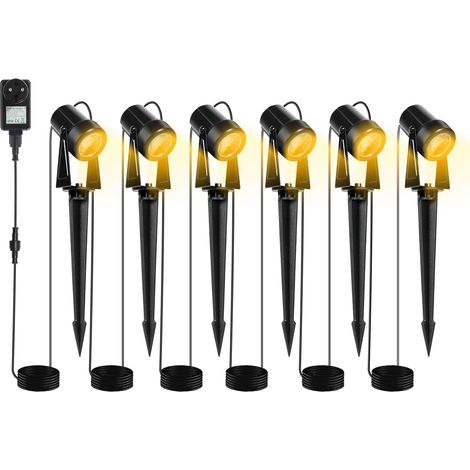 TolleTour LED Gartenstrahler mit Erdspieß 6er Set, Gartenleuchte Gartenbeleuchtung mit Stecker Wasserdicht IP65 Warmweiß (1/5)
