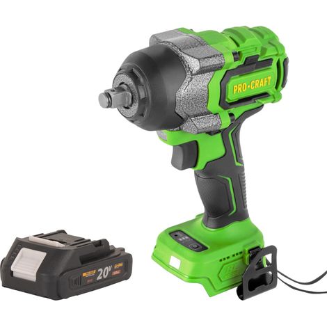Atornillador de impacto a batería Procraft PWA36bb 20 V 850 Nm 1/2" sin escobillas + 1 batería de 2,0 Ah - sin cargador