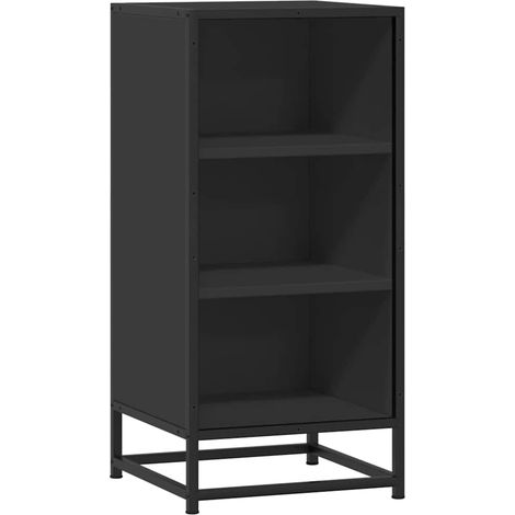 Buffet Meuble de rangement noir 35,5x35x76 cm bois d'ingénierie et métal (1/5)