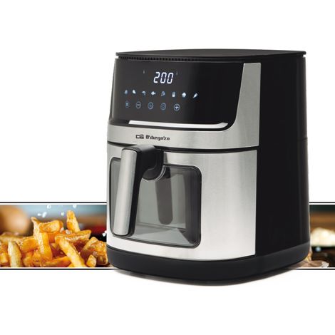 Friggitrice Senza Olio 8L INOX Orbegozo, Display LED e Finestra, Cucina Sana, Friggitrice Elettrica, 29x34,5x38 cm