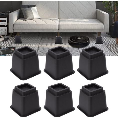 Six patins trapézoïdaux carrés de 12,7 cm (5 pouces) en plastique à vendre pour pieds de lit, d'armoire, de canapé, de table, de penderie et autres meubles. (1/5)