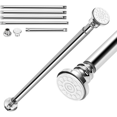 Upgraded 56-304.5cm Extendable Shower Curtain Tension Pole, Free Combination Pole Set, Telescopic No Drill Stainless Steel Clothes Hanging Bar Rail for Bath,Closet,Wardrobe,Door,Kitchen (1/5)