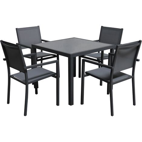 Set di mobili da giardino in textilene grigio BERGAMO 4 posti - alluminio antracite (1/5)