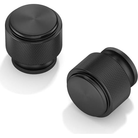 Lot de 10 boutons de meuble - Noir mat - Boutons de tiroir - Boutons d'armoire - Boutons de porte - 25 mm - Boutons de cuisine ronds - Pour armoire, armoire